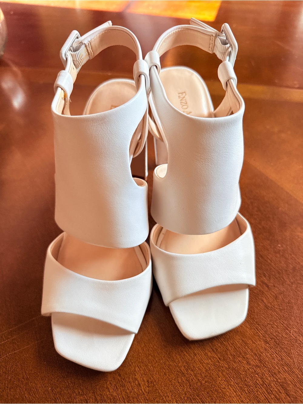 Enzo Angiolini Trudy White Cutout Block Heel Sandals - Picture 4 of 7